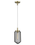 Gold and Black Metal Cage Pendant Hanging Light