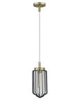 Gold and Black Metal Cage Pendant Hanging Light