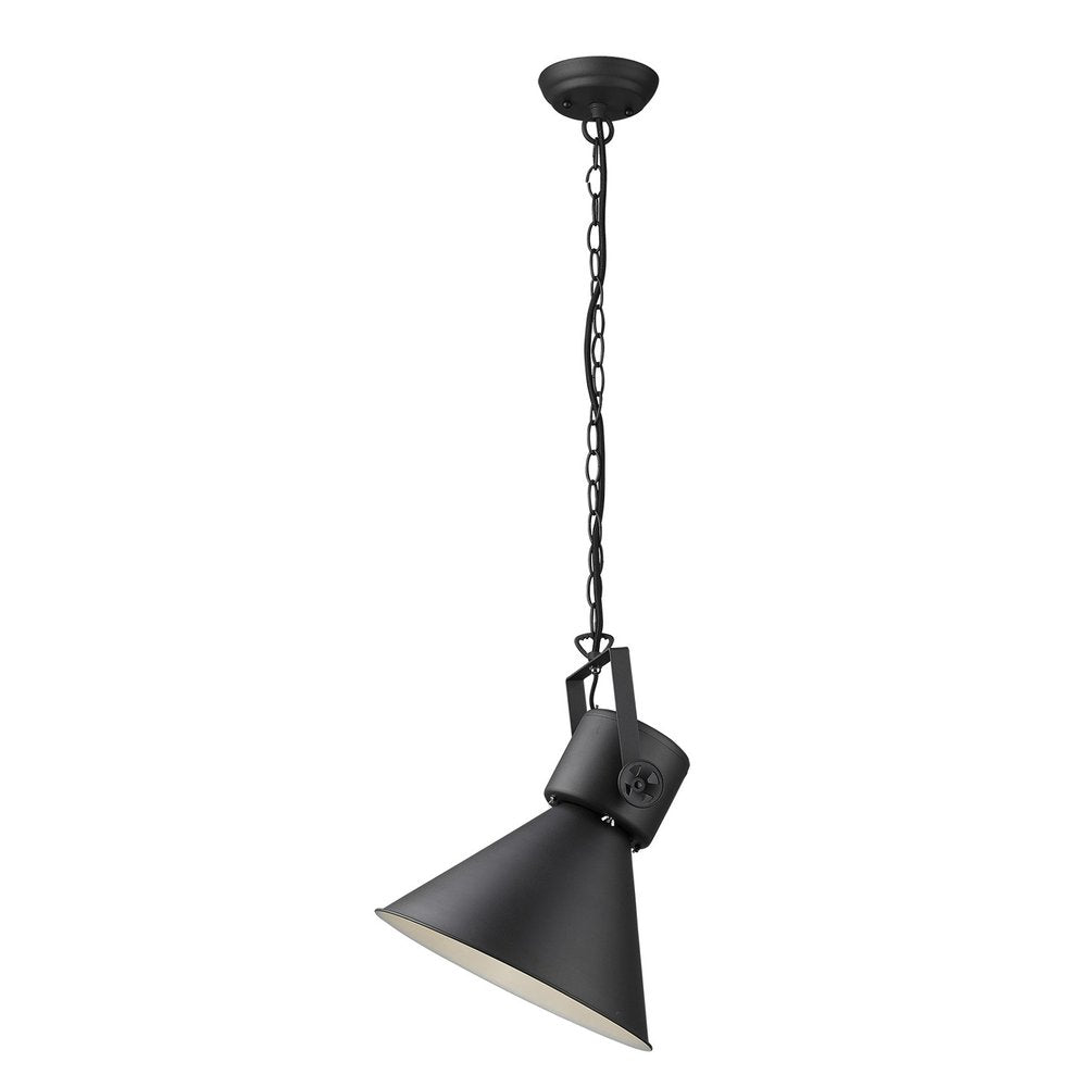 Black Metal One Light Cone Hanging Pendant Light