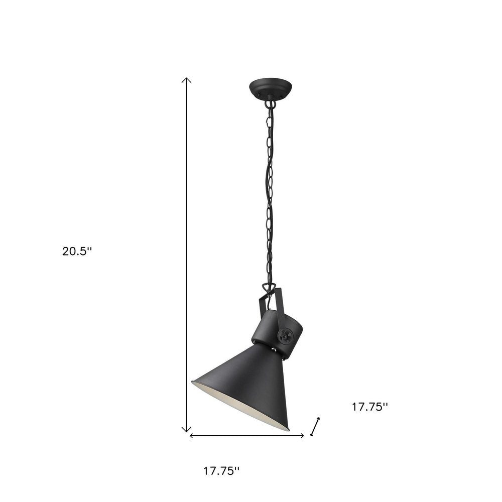Black Metal One Light Cone Hanging Pendant Light