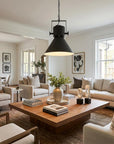 Black Metal One Light Cone Hanging Pendant Light