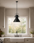 Black Metal One Light Cone Hanging Pendant Light