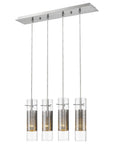 Scope 4-Light Brushed Nickel Pendant Double Glass and Mesh Shades