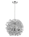 Mingle 3-Light Polished Chrome Pendant With Faceted Chrome Aluminum Wire Shade