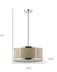 Butler 2-Light Polished Chrome Pendant With Coarse Cream Linen Shade And Opal Acrylic Diffuser
