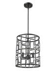 Black Metal Three Light Caged Pendant Light