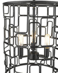 Black Metal Three Light Caged Pendant Light