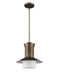Greta 1-Light Raw Brass Pendant With Gloss White Interior And Etched Glass Shade