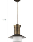 Greta 1-Light Raw Brass Pendant With Gloss White Interior And Etched Glass Shade