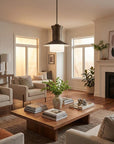 Greta 1-Light Raw Brass Pendant With Gloss White Interior And Etched Glass Shade