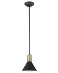 Matte Black and Gold Conical Pendant Hanging Light