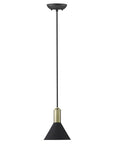 Matte Black and Gold Conical Pendant Hanging Light
