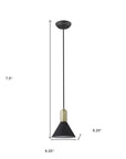 Matte Black and Gold Conical Pendant Hanging Light