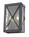 Burnished Bronze Criss Cross Water Glass Outdoor Light