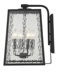 Black And Clear Four Light Seeded Dimmable Outdoor Hanging Lights With Black And Clear Shades