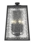 Black And Clear Four Light Seeded Dimmable Outdoor Hanging Lights With Black And Clear Shades