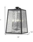 Black And Clear Four Light Seeded Dimmable Outdoor Hanging Lights With Black And Clear Shades