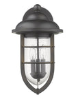 Black And Clear Three Light Seeded Dimmable Outdoor Hanging Lights With Black And Clear Shades