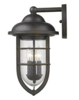 Black And Clear Three Light Seeded Dimmable Outdoor Hanging Lights With Black And Clear Shades