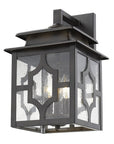 Black And Clear Three Light Seeded Dimmable Outdoor Hanging Lights With Black And Clear Shades