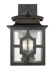 Black And Clear Three Light Seeded Dimmable Outdoor Hanging Lights With Black And Clear Shades