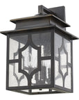 Black And Clear Four Light Seeded Dimmable Outdoor Hanging Lights With Black And Clear Shades