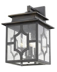 Black And Clear Four Light Seeded Dimmable Outdoor Hanging Lights With Black And Clear Shades