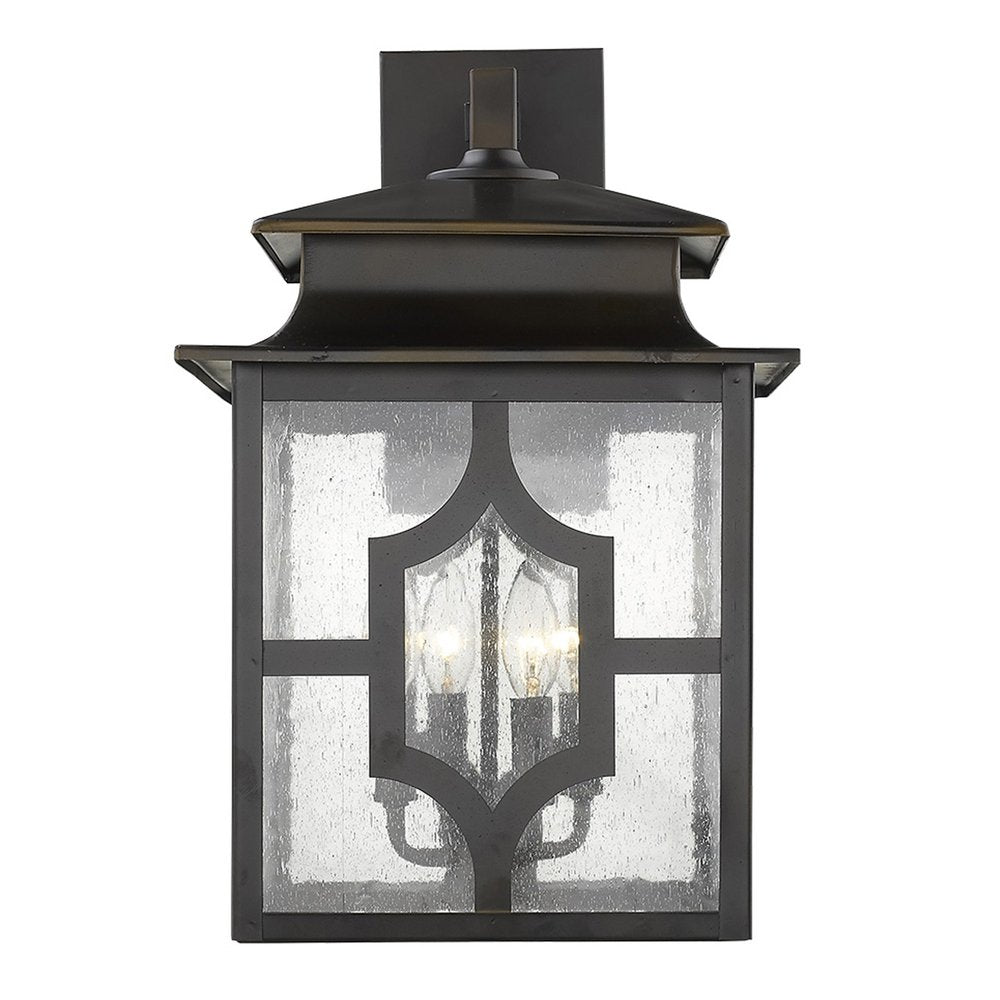 Black And Clear Four Light Seeded Dimmable Outdoor Hanging Lights With Black And Clear Shades