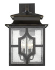 Black And Clear Four Light Seeded Dimmable Outdoor Hanging Lights With Black And Clear Shades