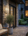 White And Clear Two Light Seeded Dimmable Outdoor Hanging Lights With White And Clear Shades