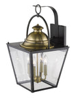 Black Clear And Brass Four Light Transparent Dimmable Outdoor Hanging Lights With Black Clear And Brass Shades