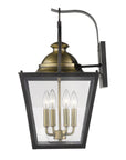 Black Clear And Brass Four Light Transparent Dimmable Outdoor Hanging Lights With Black Clear And Brass Shades