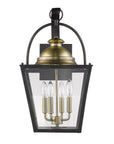 Black Clear And Brass Four Light Transparent Dimmable Outdoor Hanging Lights With Black Clear And Brass Shades
