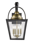 Black Clear And Brass Four Light Transparent Dimmable Outdoor Hanging Lights With Black Clear And Brass Shades