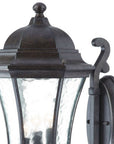 Black And Clear Three Light Hammered Dimmable Outdoor Hanging Lights With Black And Clear Shades