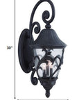 Black And Clear Three Light Frosted Dimmable Outdoor Hanging Lights With Black And Clear Shades