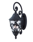 Black And Clear Three Light Frosted Dimmable Outdoor Hanging Lights With Black And Clear Shades