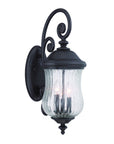 Black And Clear Three Light Seeded Dimmable Outdoor Hanging Lights With Black And Clear Shades