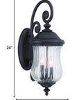 Black And Clear Three Light Seeded Dimmable Outdoor Hanging Lights With Black And Clear Shades