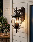 Three Light Dark Brown Hanging Glass Globe Wall Light