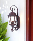 Three Light Dark Brown Swing Arm Lantern Wall Light
