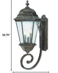 Black And Clear Three Light Hammered Dimmable Outdoor Hanging Lights With Black And Clear Shades