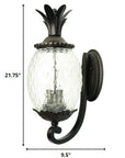 Black And Clear Three Light Crackled Dimmable Outdoor Hanging Lights With Black And Clear Shades