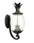 Black And Clear Three Light Crackled Dimmable Outdoor Hanging Lights With Black And Clear Shades