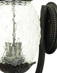 Black And Clear Three Light Crackled Dimmable Outdoor Hanging Lights With Black And Clear Shades