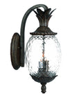 Black And Clear Three Light Crackled Dimmable Outdoor Hanging Lights With Black And Clear Shades
