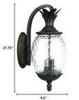 Black And Clear Three Light Crackled Dimmable Outdoor Hanging Lights With Black And Clear Shades