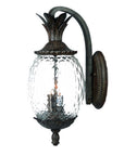 Black And Clear Three Light Crackled Dimmable Outdoor Hanging Lights With Black And Clear Shades