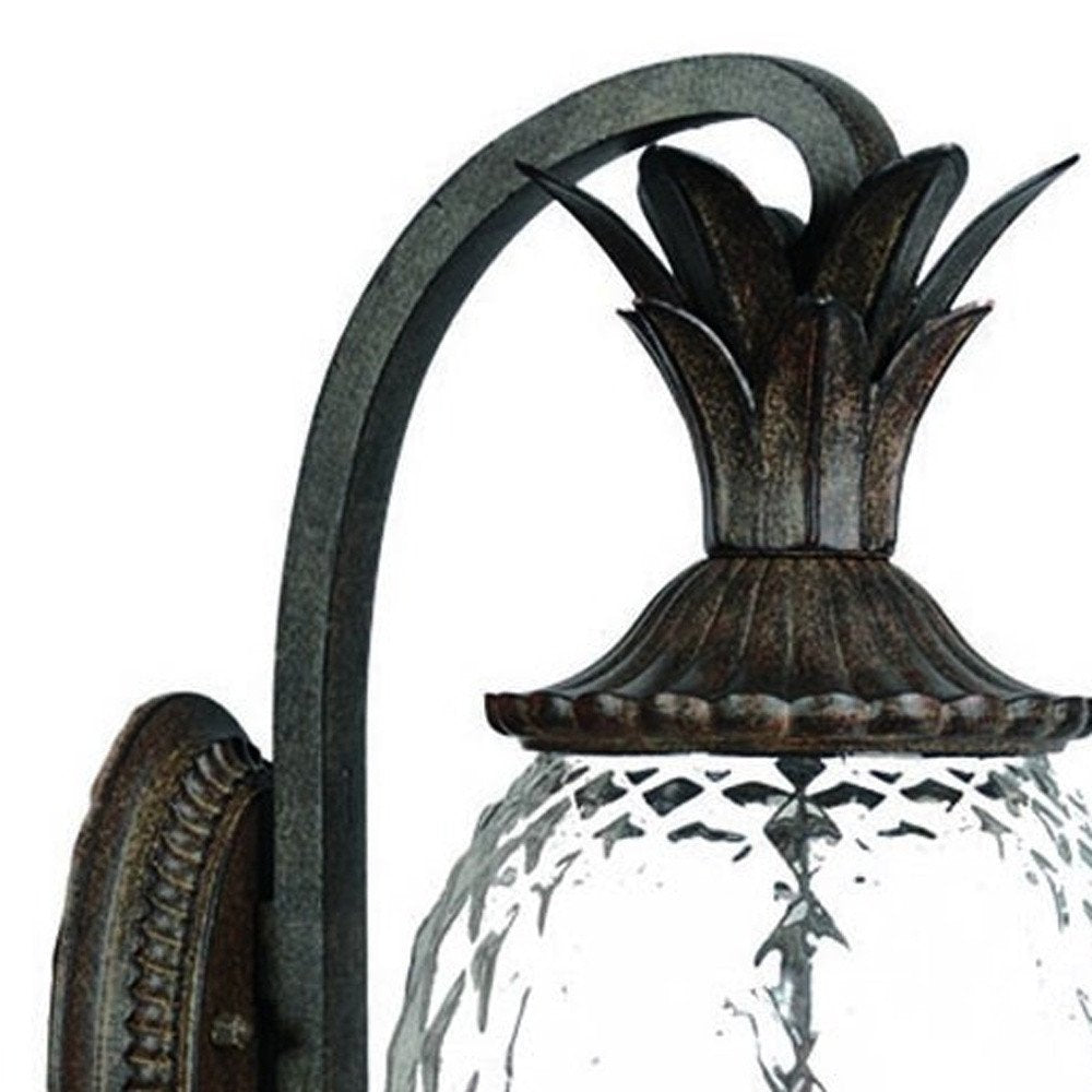 Black And Clear Three Light Crackled Dimmable Outdoor Hanging Lights With Black And Clear Shades