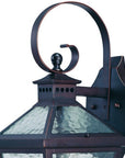 XL Two Antique Bronze Black Hammered Glass Wall Light